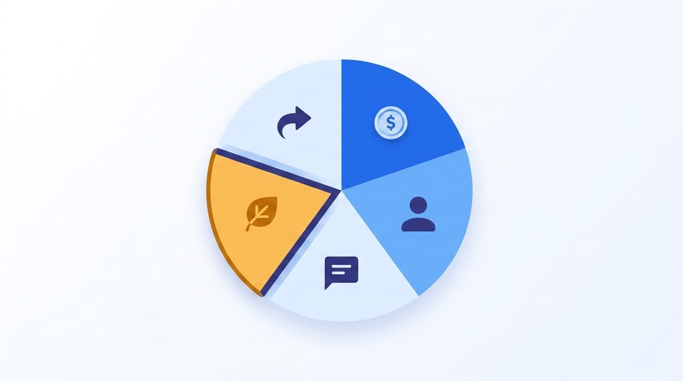 Wykres udziału źródeł ruchu organic, direct, paid, referral, social na stronie internetowej