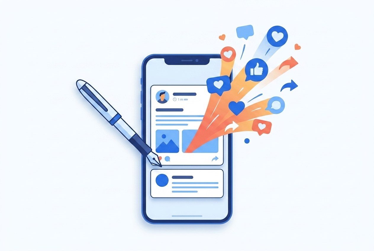 Jak pisać lepsze posty na social media — hook, wartość, CTA | WebMajka