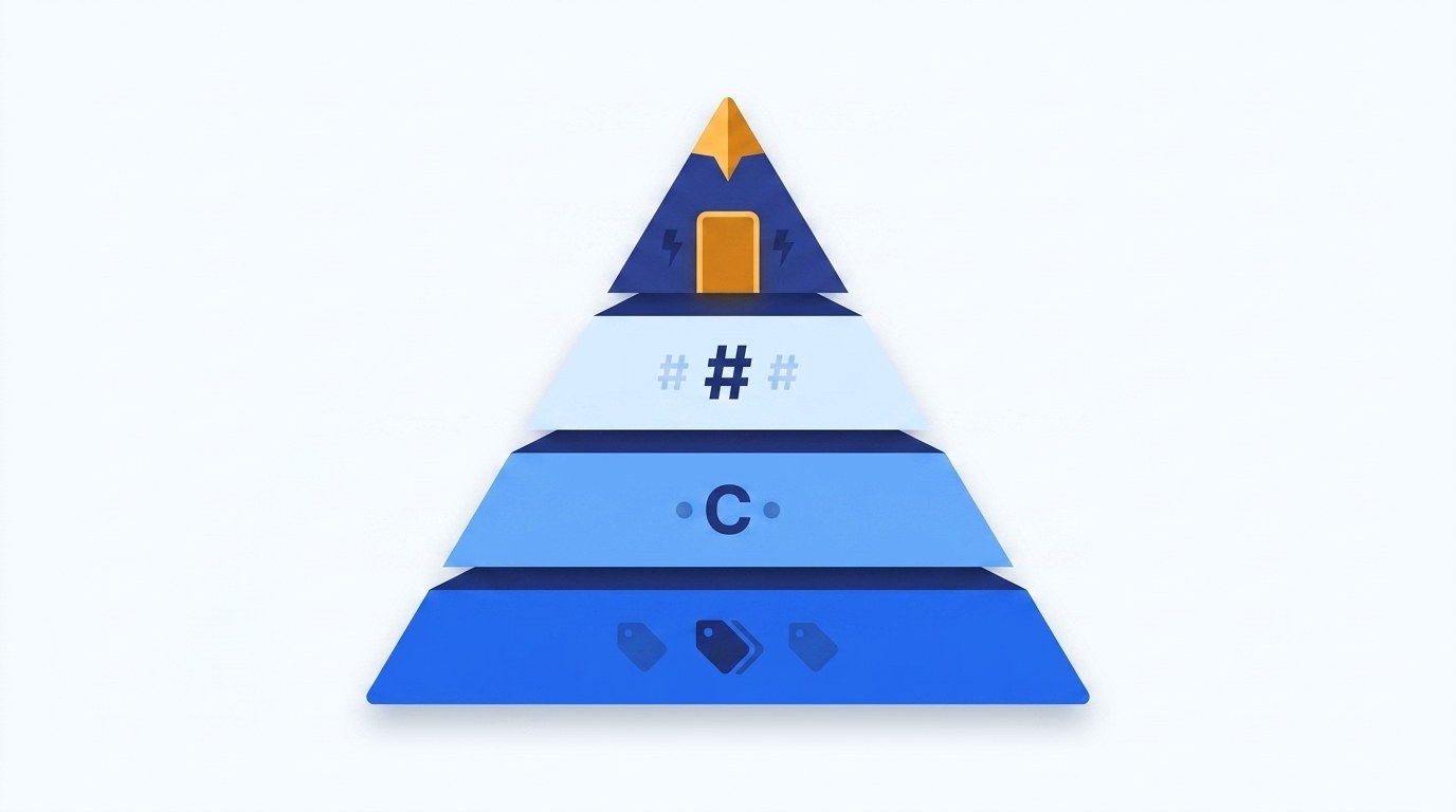 Diagram pokazujący różne rodzaje selektorów CSS i ich specyficzność