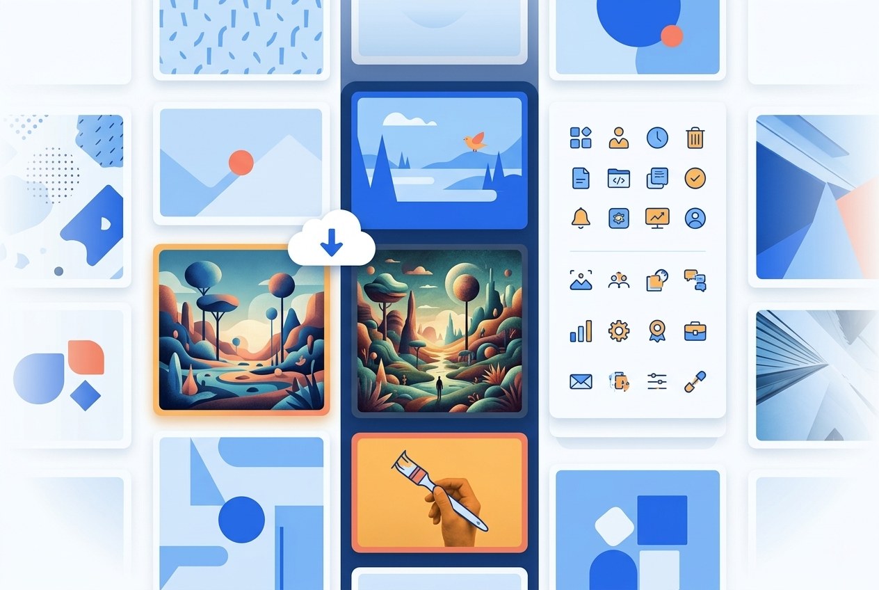 Skąd brać grafikę do stron internetowych — banki zdjęć, wektory i AI | WebMajka